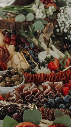 Grazing table with charcuterie and fruit